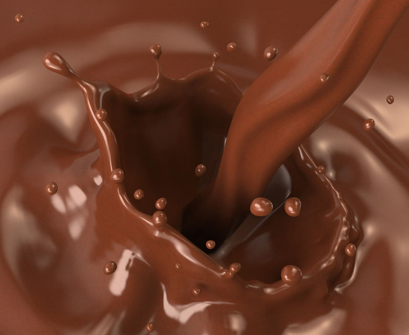 热巧克力溅上一层水
