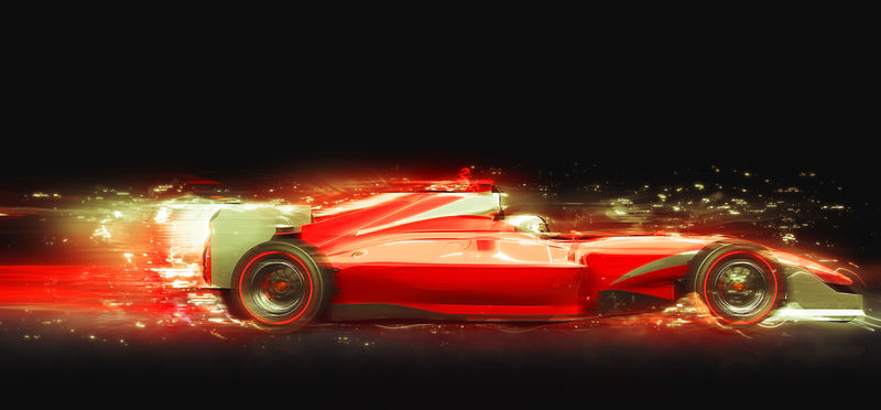 有灯光效果的红色赛车-没有品牌的赛车是我自己设计和制造的
