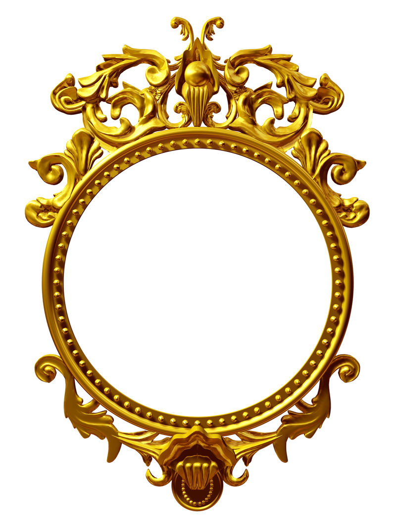 金色镜框-带巴洛克式装饰物-用于绘画或镜子