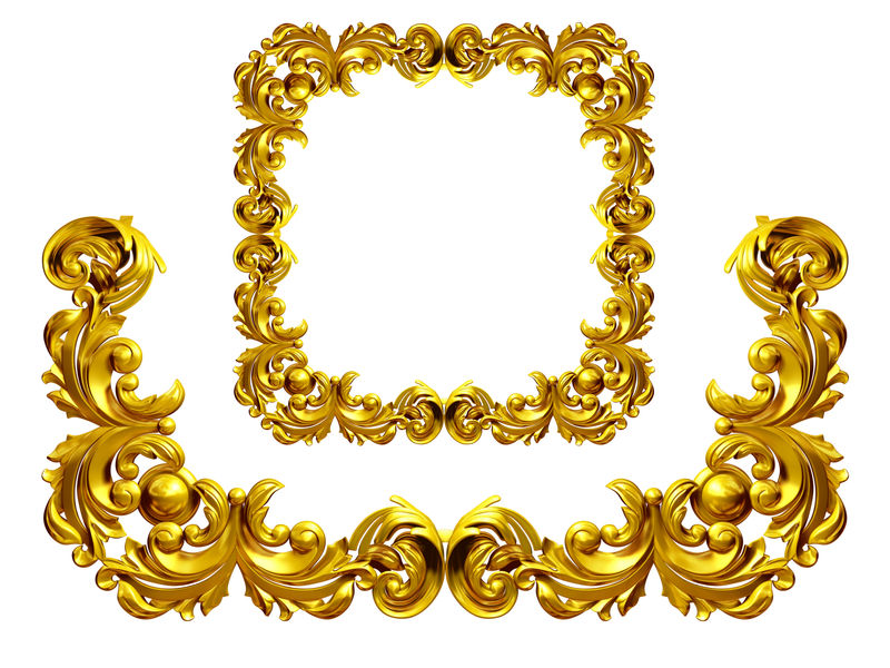 金色框架-带巴洛克式金饰-镜像元素以完成框架