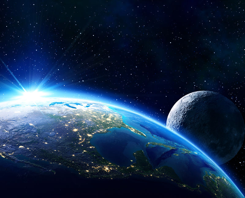 美国地球-地平线和月球-美国宇航局提供的这张图片的元素地图