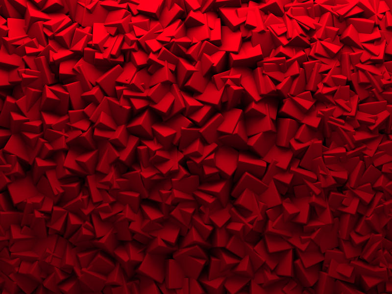 红色混乱方块墙背景-三维渲染插图
