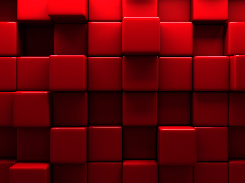 红墙方块背景-三维渲染插图