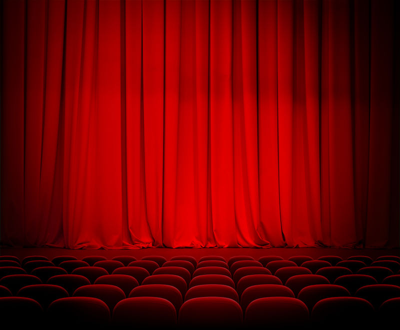 剧院红色窗帘和座位