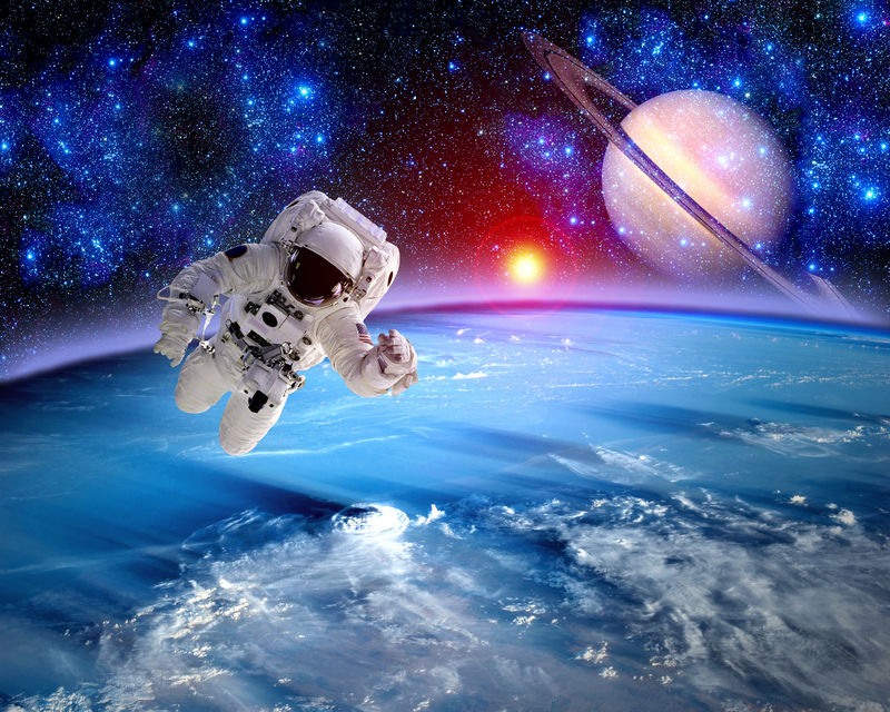 太空人外层空间科幻小说土星行星-这张图片的元素由美国宇航局提供