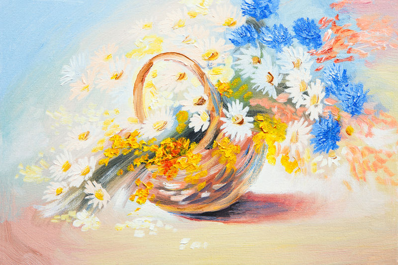 油画-抽象的春花束