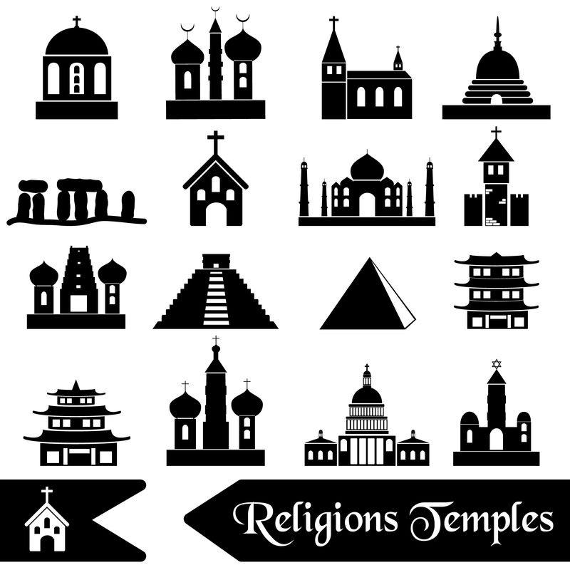 世界宗教寺庙图标类型EPS10