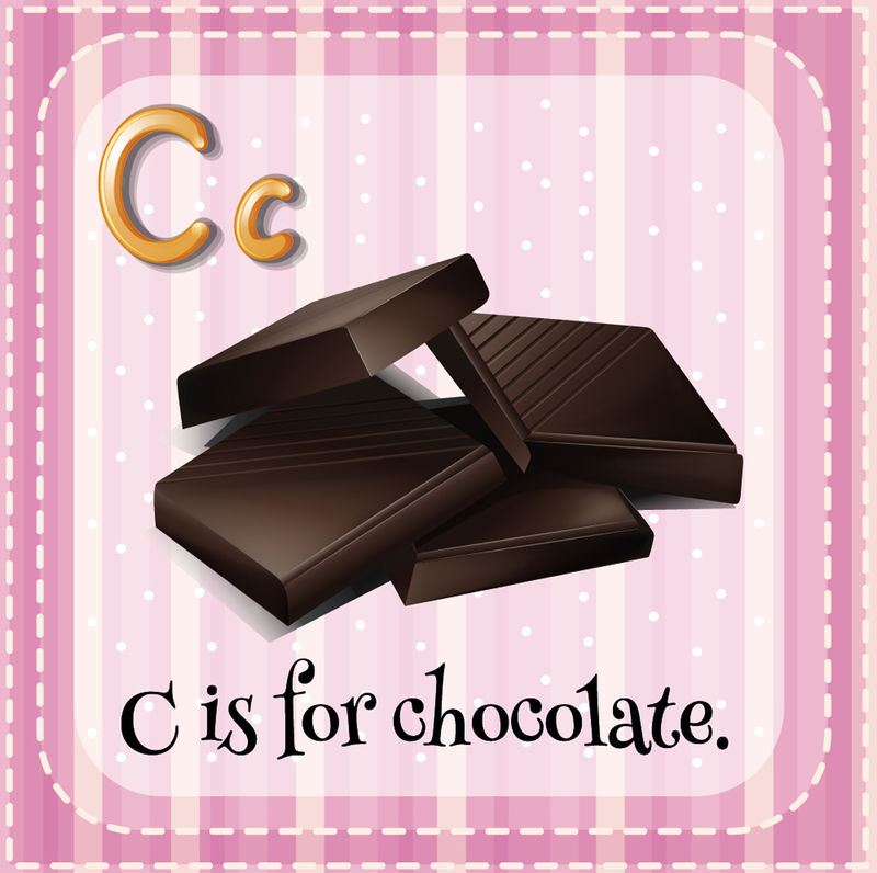 抽认卡字母C用于巧克力插图