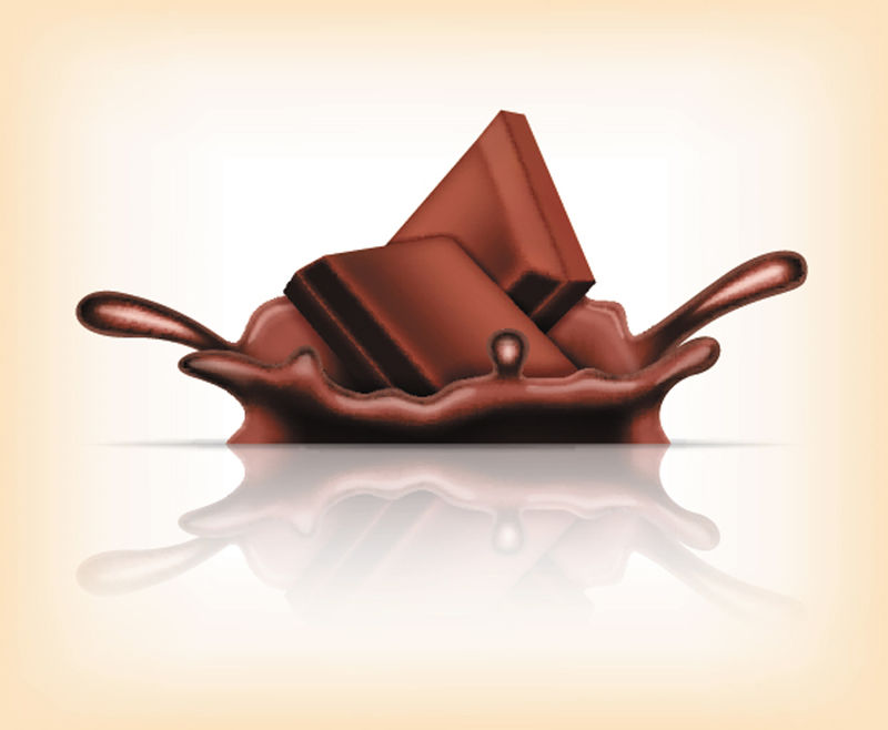 飞溅的巧克力-洒在融化巧克力上的巧克力条-巧克力产品设计