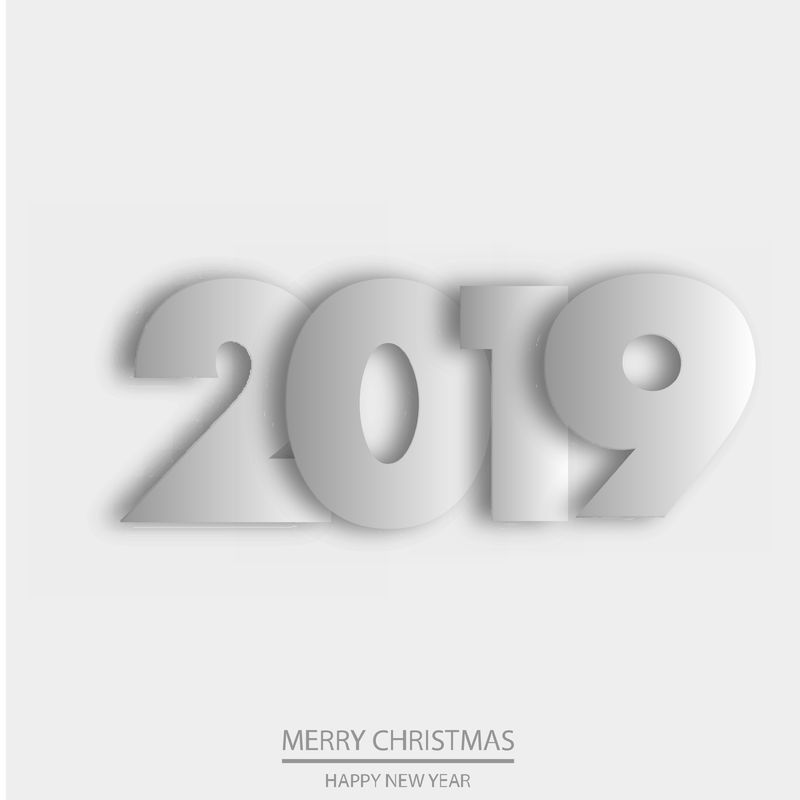 新年快乐或圣诞节背景与白纸文本。2019年。矢量