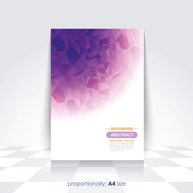 紫罗兰色低聚型A4传单-封面模板、公司传单、宣传册设计