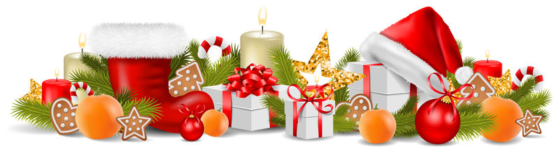 圣诞饰品-圣诞小饰品-圣诞帽和蜡烛