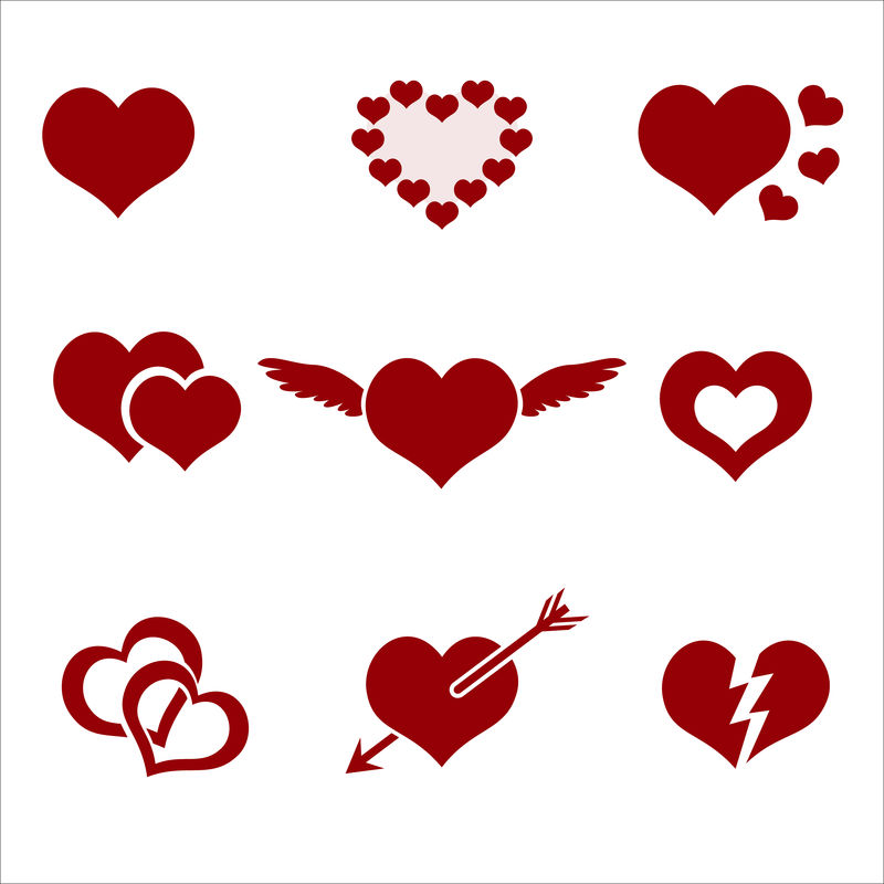 一套红色的情人炉爱情符号EPS10