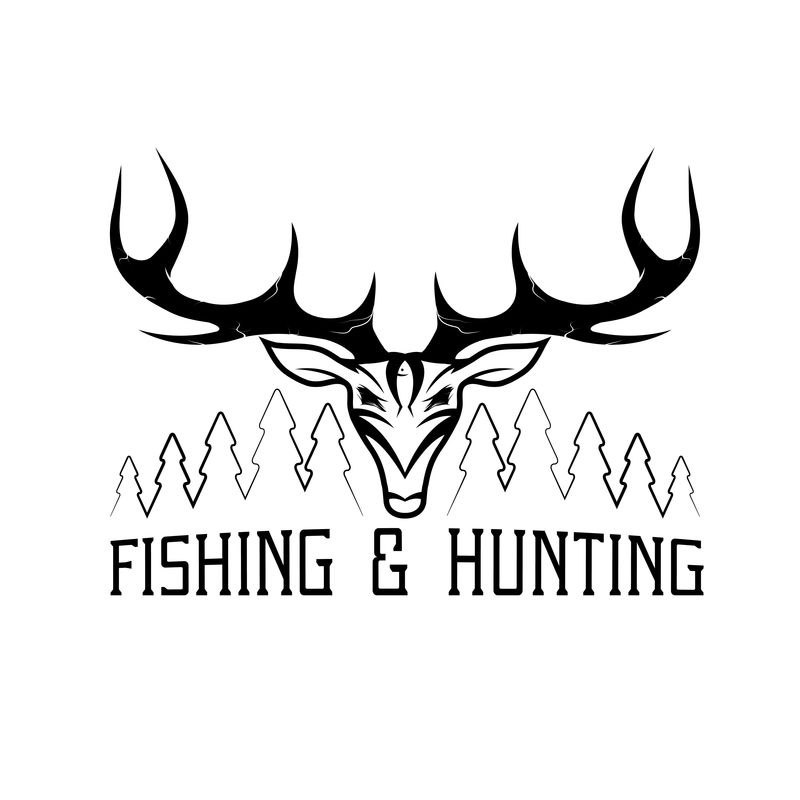 复古狩猎和捕鱼矢量设计模板