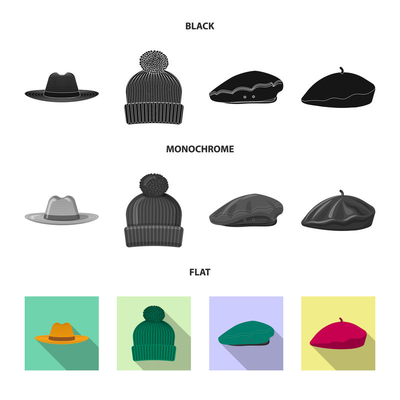 帽子和帽子标志的矢量图-头饰和附件库存矢量图的集合