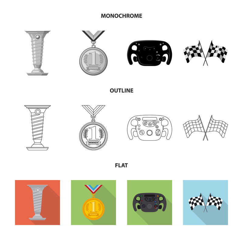 汽车的孤立物体和拉力符号-用于股票的汽车和赛车矢量图标集