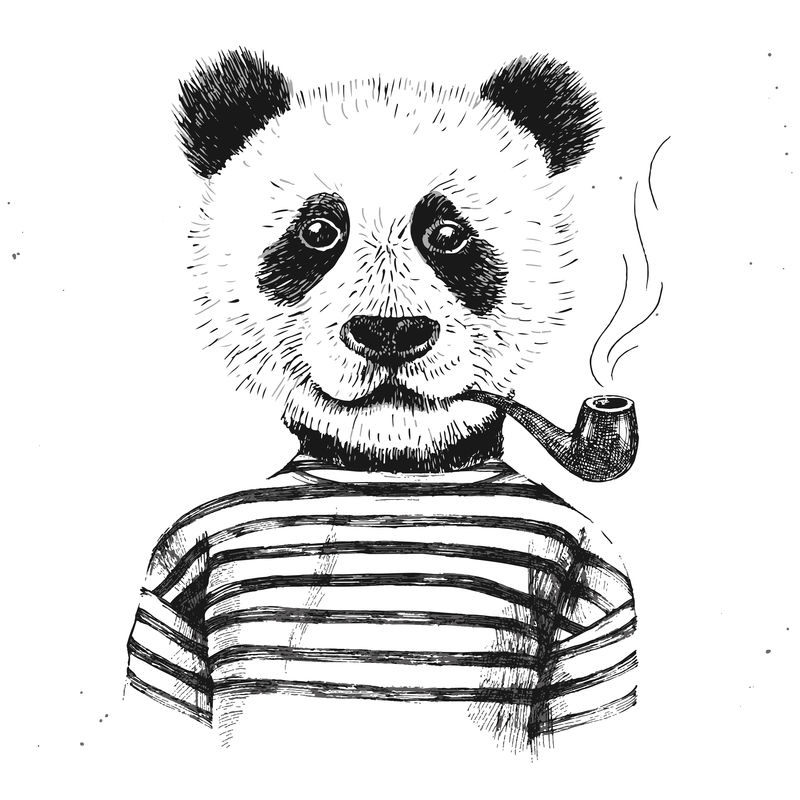 时尚熊猫手绘图