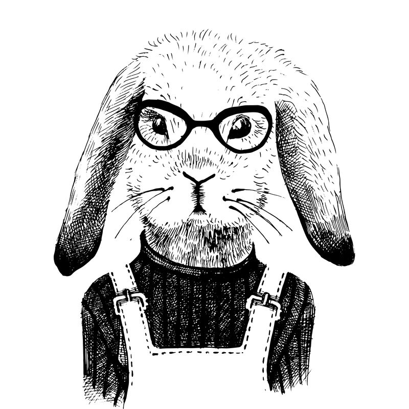 打扮的小兔子女孩的插图