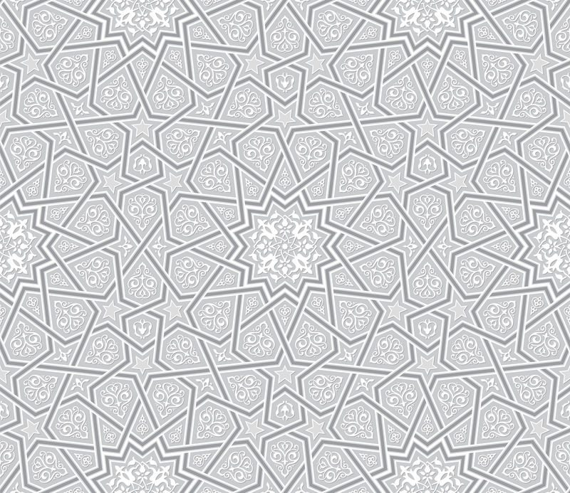 阿拉伯式星形装饰-浅灰色背景-矢量插图