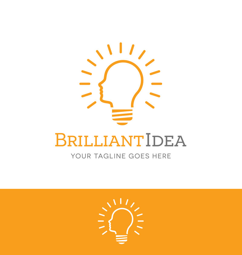 为创意商务或网站设计的类似人头轮廓的灯泡