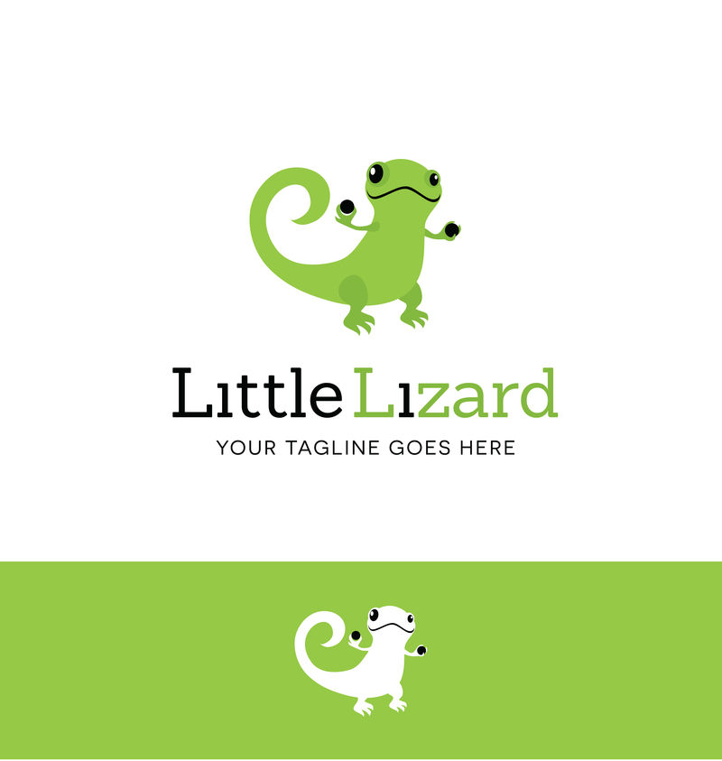 可爱的绿蜥蜴-企业或网站的徽标概念