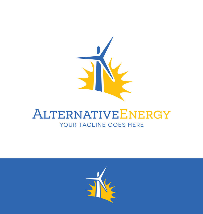 能源相关业务的抽象风力涡轮机和太阳-网站