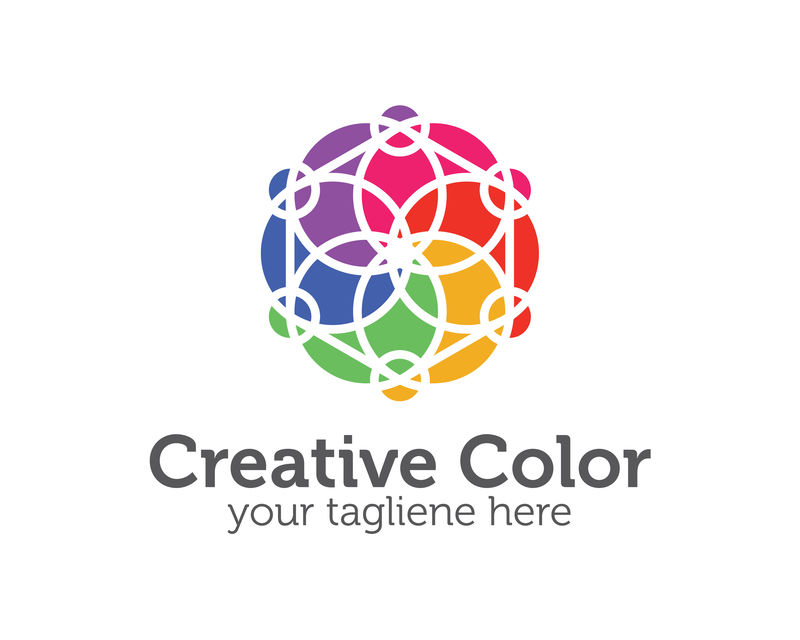 企业光谱彩色标志设计模板。简单A