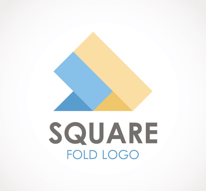 方格色带折叠平面纸抽象矢量与标志设计或模板创意商务办公图标公司标识符号概念