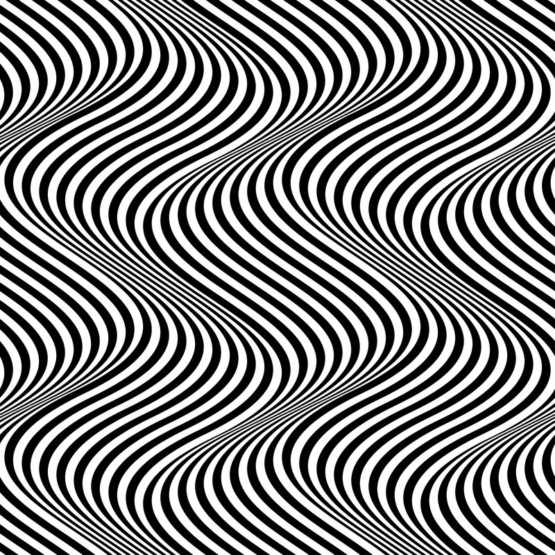 矢量无缝纹理-现代几何背景-带有波浪线的单色重复图案