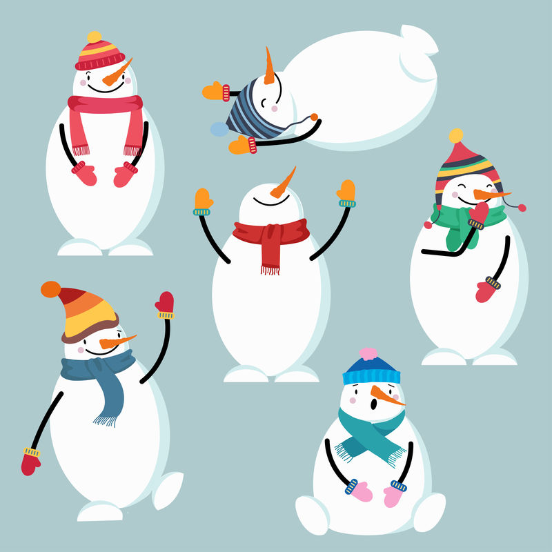 美丽的平面设计雪人系列