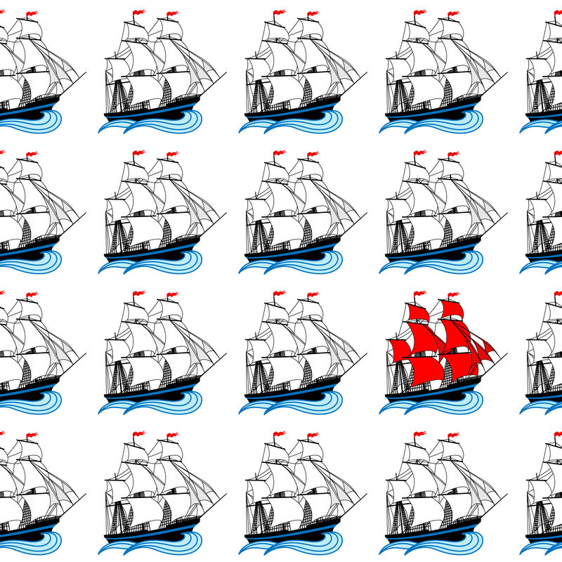 红白帆帆船