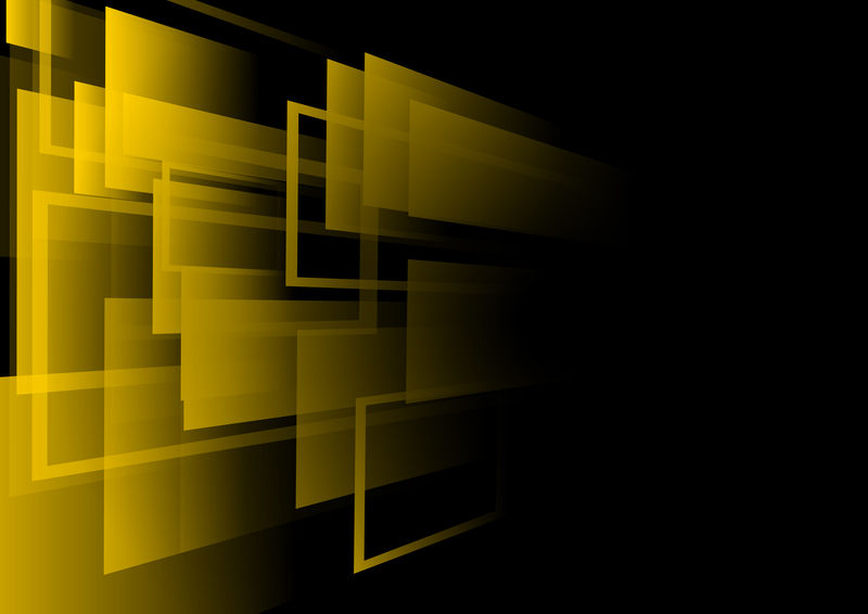 矢量：黄色正方形抽象和黑色背景