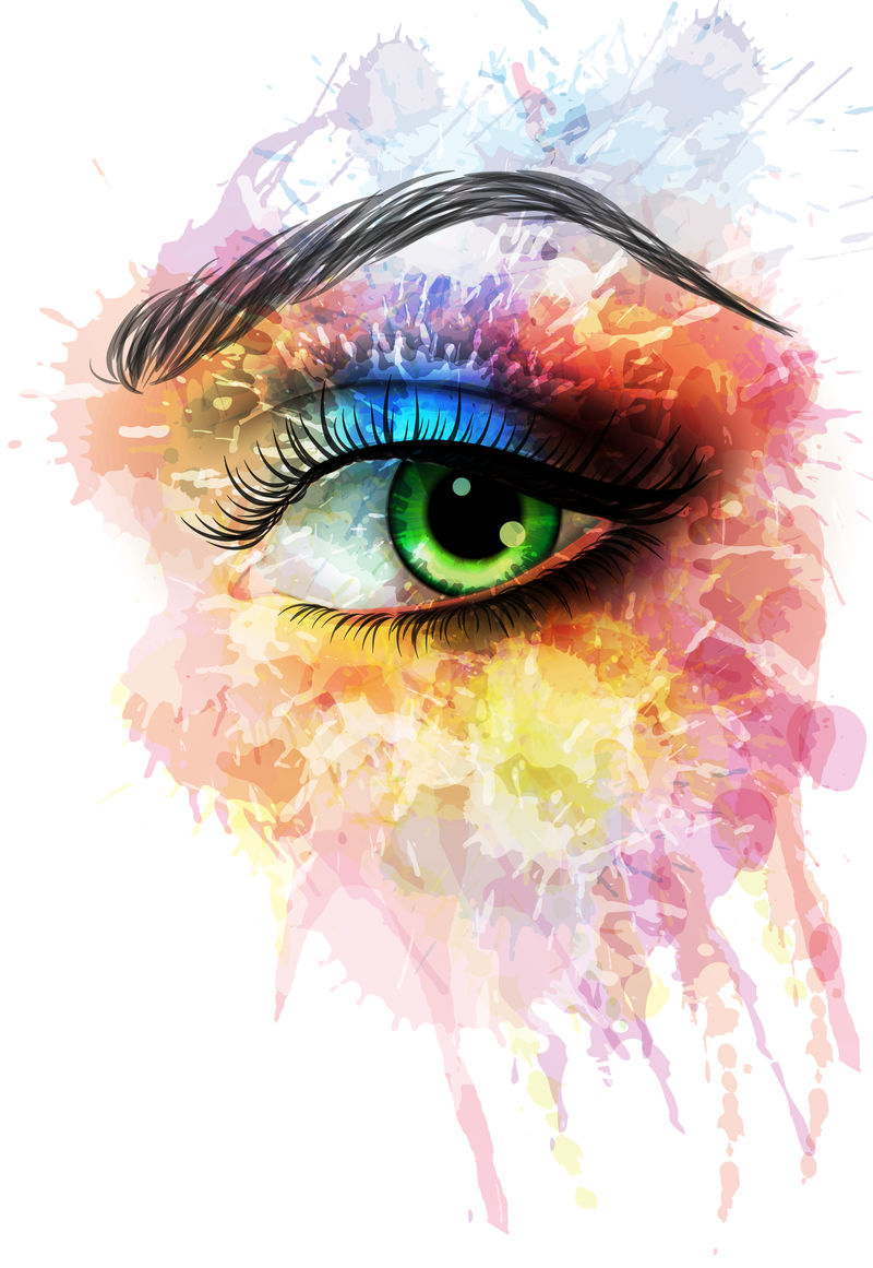 彩色水花制成的眼睛