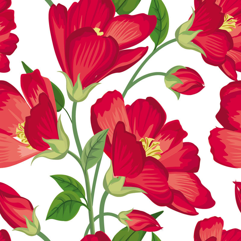 花卉无缝图案-花背景-花的花朵纹理无缝