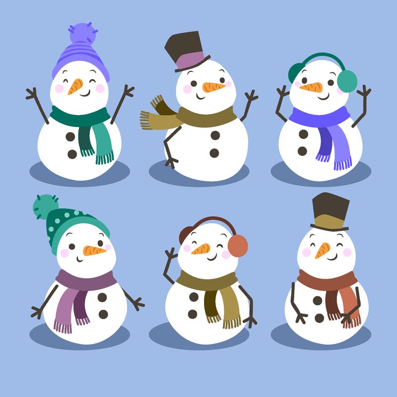 雪人矢量可爱卡通冬季圣诞人物男子节日快乐圣诞节雪人男孩女孩插图
