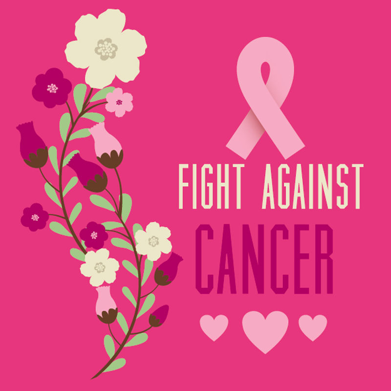 粉色背景下的癌症设计-矢量图