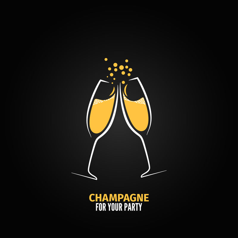 香槟酒杯设计派对菜单背景插图
