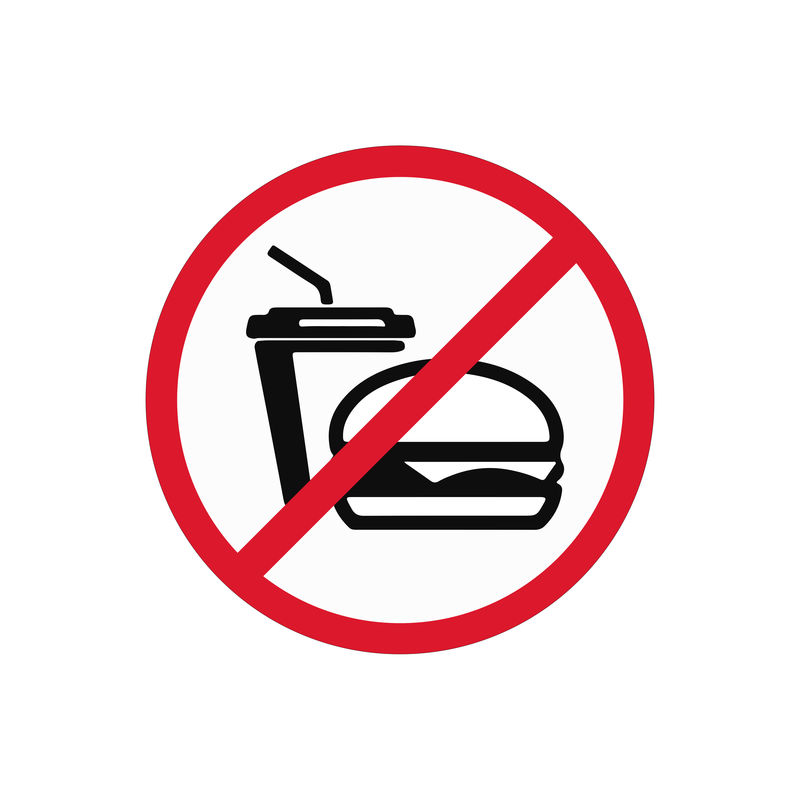 无食品线图标-禁止和禁止-无饮料标志矢量图形-白色背景上的线性图案-EPS 10