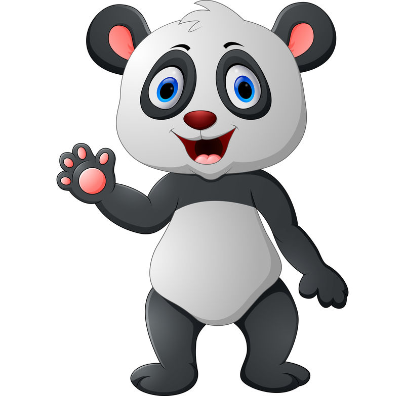 可爱的熊猫动画片挥手