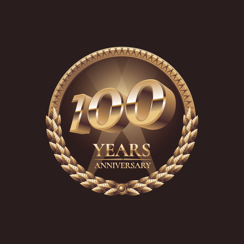 100周年纪念矢量图标。第100届庆典设计