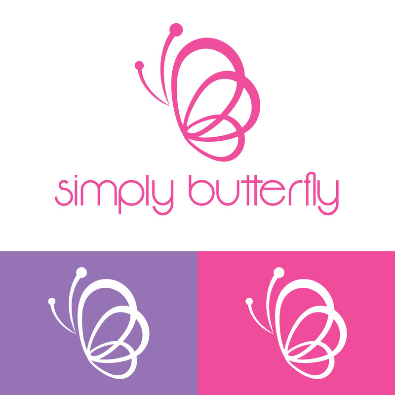 矢量-蝴蝶概念简单-彩色图标-标志-矢量图解