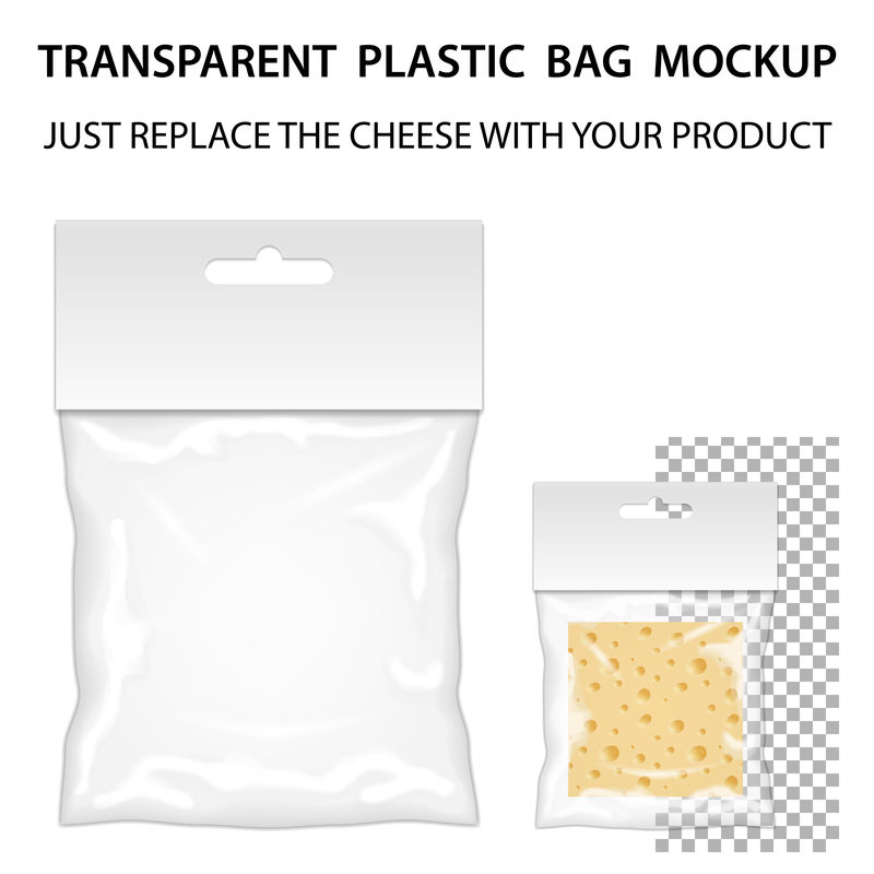 透明塑料袋模型为您的设计做好准备。空白包装