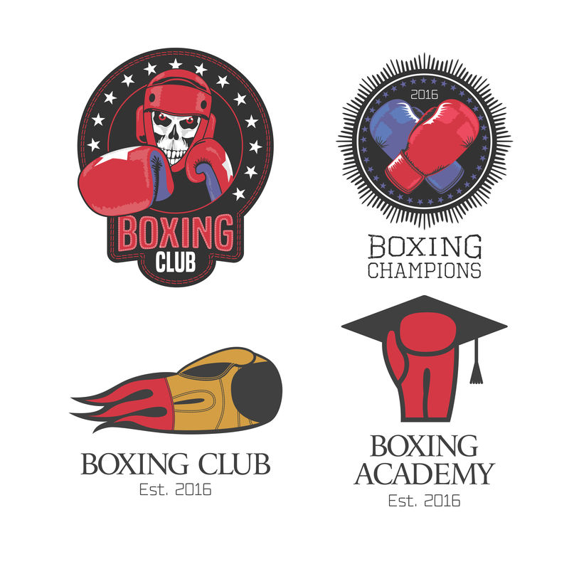 拳击，由矢量图标、标志、符号组成的盒子俱乐部