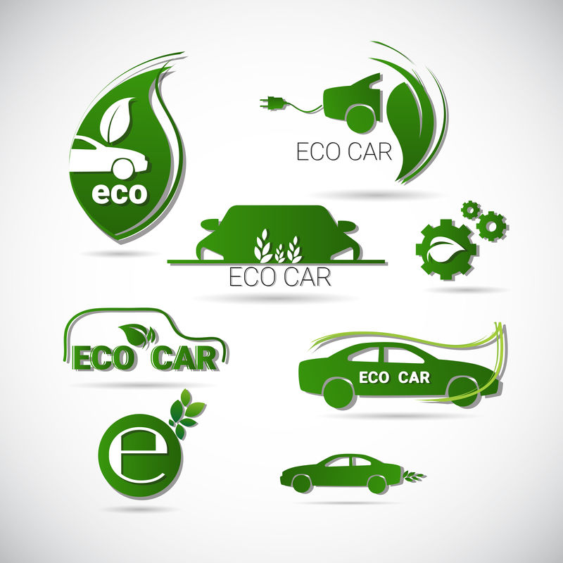 环保环保型电动汽车网络图标集绿色标志
