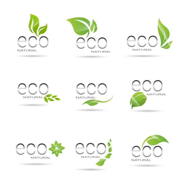 环保有机天然产品网络图标集绿色标志