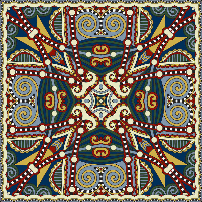 传统的装饰花佩斯利大手帕。方形装饰