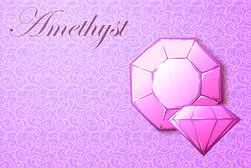 图案背景上的紫水晶宝石