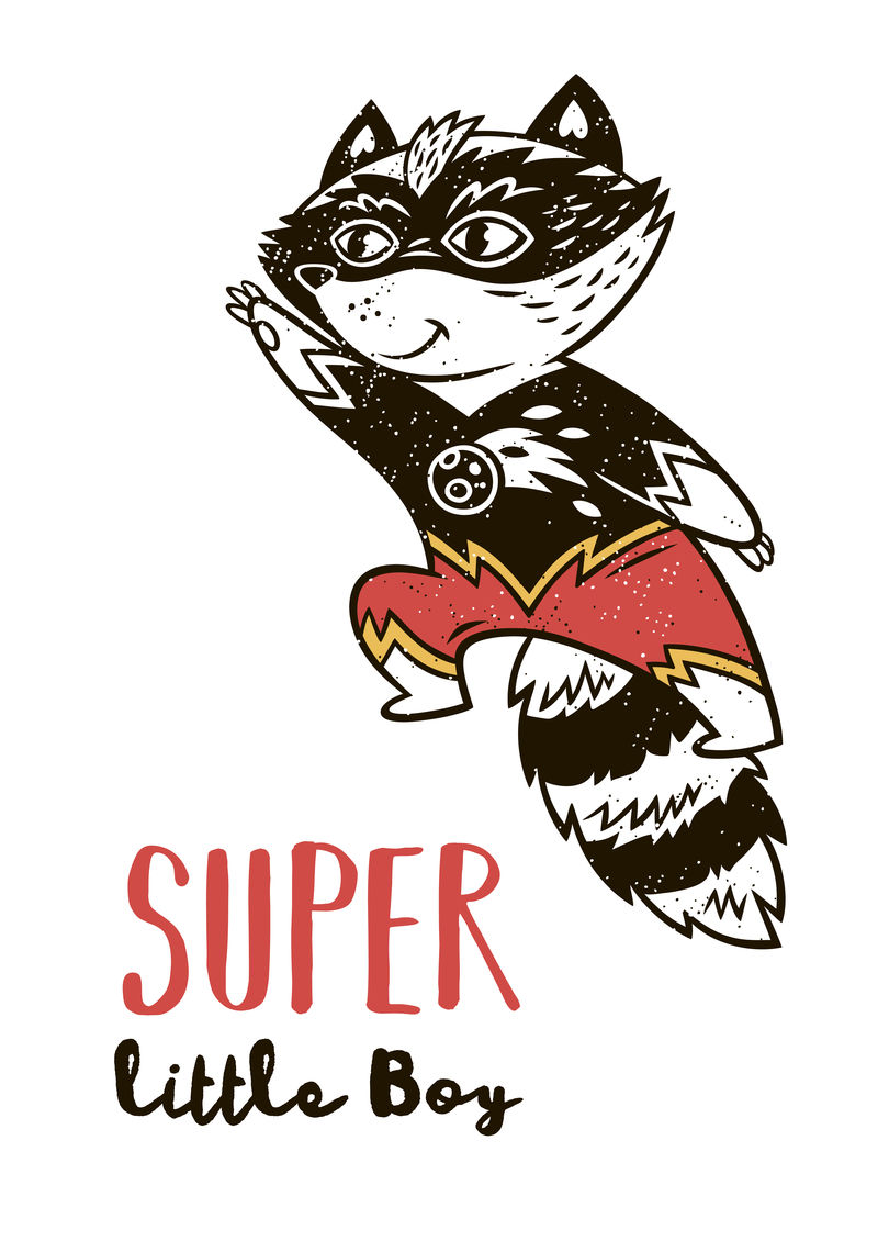 超级英雄猫画贺卡或T恤