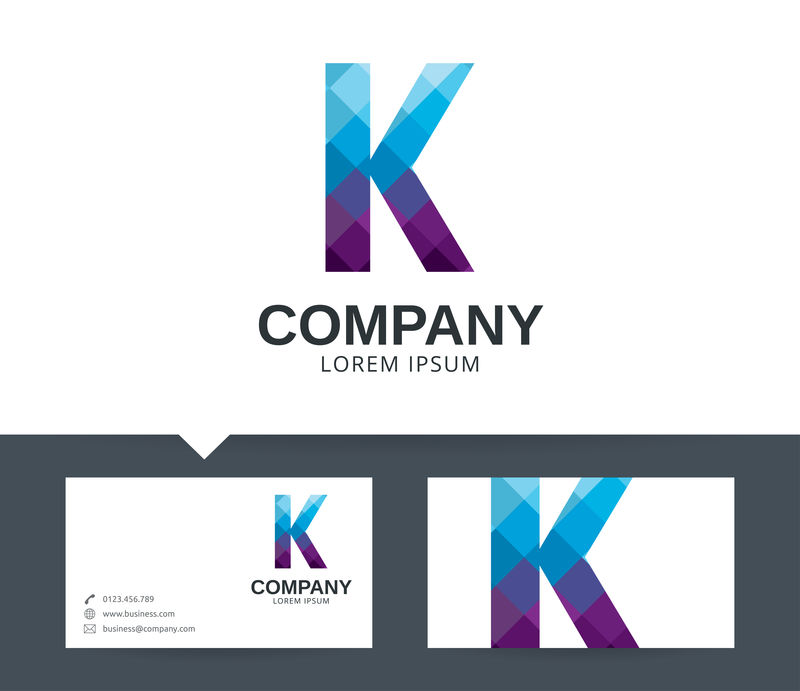 字母K标志设计-名片-向量模板