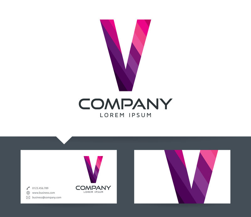 字母V标志设计-名片-向量模板